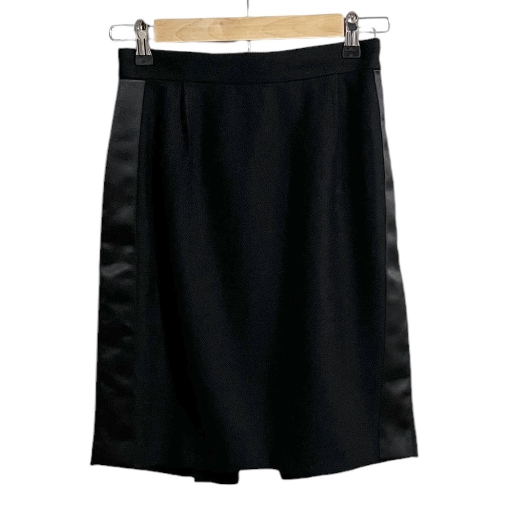 BCBGMAXAZIRA Wool Pencil Skirt Fully Lined Faux Leather Accent Size 0